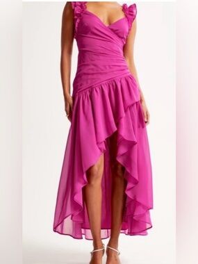 Abercrombie & Fitch Bright Fuchsia Ruffled Dress L